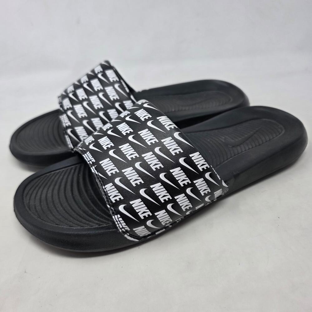 Nike Victori One Print Slide Sandals Black White Logo Men’s Size 9